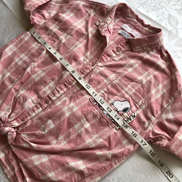 Zara Peanuts Charlie Brown Girls Size 9 Pink/White Plaid Button-Up Shirt Classic - Picture 4 of 16